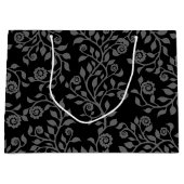 Elegant Floral Arabesques Pattern Black Grey Groot Cadeauzakje (Voorkant)