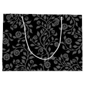 Elegant Floral Arabesques Pattern Black Grey Groot Cadeauzakje (Achterkant)