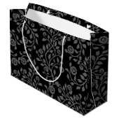 Elegant Floral Arabesques Pattern Black Grey Groot Cadeauzakje (Achterkant Gekanteld)
