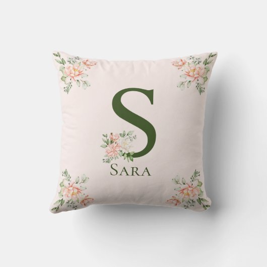 Elegant Floral Arabisch en Engels Initiaal en naam Kussen (Achterkant)