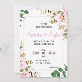 Elegant Floral Arboreal Wedding Uitnodiging