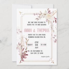 Elegant Floral Arboreal Wedding Uitnodiging