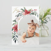 Elegant Floral Arch en Foto Feestdagenkaart (Staand voorkant)