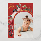 Elegant Floral Arch en Foto Folie Feestdagenkaart (Voorkant)