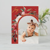 Elegant Floral Arch en Foto Folie Feestdagenkaart (Staand Voorkant)