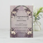 Elegant Floral Arch Housewarming Invitation with S Kaart (Staand voorkant)