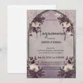 Elegant Floral Arch Housewarming Invitation with S Kaart (Voorkant / Achterkant)