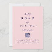 Elegant Floral Arch Navy Blue Blush Pink Wedding Kaart (Achterkant)