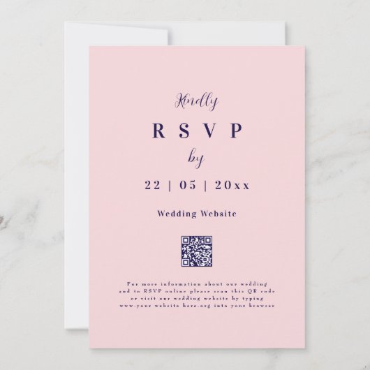 Elegant Floral Arch Navy Blue Blush Pink Wedding Kaart (Achterkant)