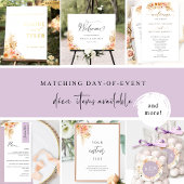 Elegant Floral Arch Peach Blush Lavender Weddensch Kaart