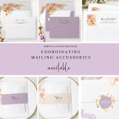 Elegant Floral Arch Peach Blush Lavender Weddensch Kaart