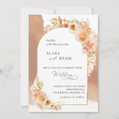 Elegant Floral Arch Peach Blush Terracotta Wedding Kaart (Voorkant)
