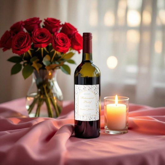 Elegant Floral Arch Retirement Party  Wijn Etiket