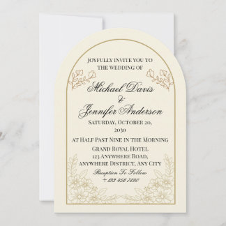 Elegant Floral Arch Wedding Invitation Kaart