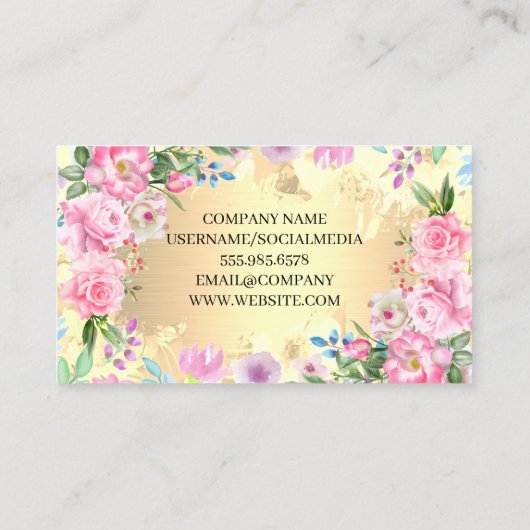 Elegant Floral Arrangement | Goud metaal Visitekaartje (Achterkant)