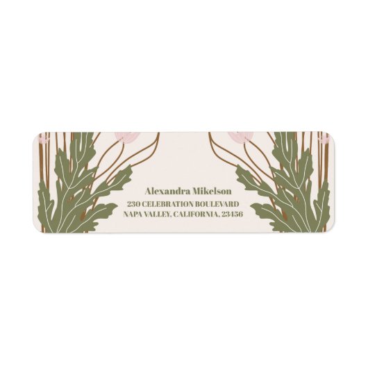 Elegant Floral Art Nouveau Vrijgezellenfeest Etiket (Voorkant)