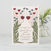 Elegant Floral Art Nouveau Vrijgezellenfeest Kaart (Staand voorkant)