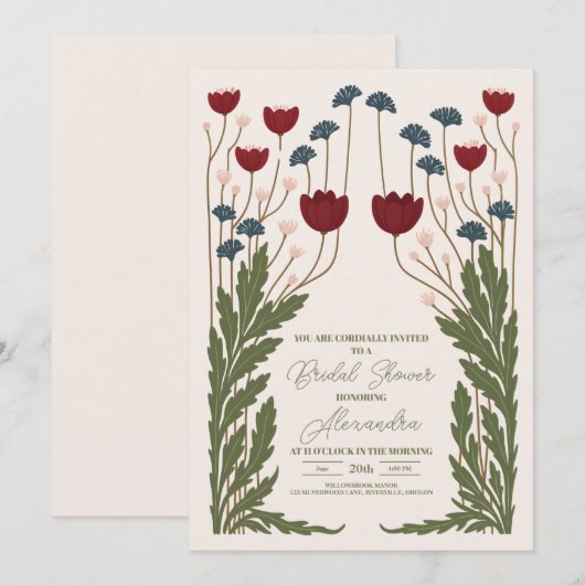 Elegant Floral Art Nouveau Vrijgezellenfeest Kaart (Voorkant / Achterkant)