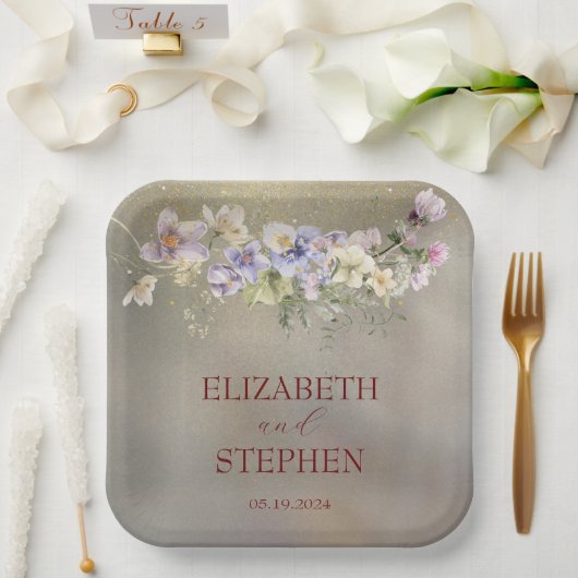 Elegant Floral Autumn Wedding Paper Bord (Huwelijk)