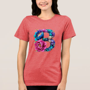 Elegant Floral B Initiaal T-shirt voor haar