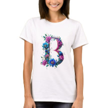 Elegant Floral B Initiaal T-shirt voor haar