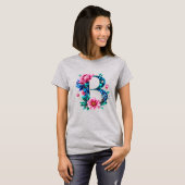 Elegant Floral B Initiaal T-shirt voor haar (Voorkant volledig)