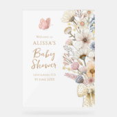 Elegant Floral Baby shower Acryl Teken Acryl Bord (Voorkant)