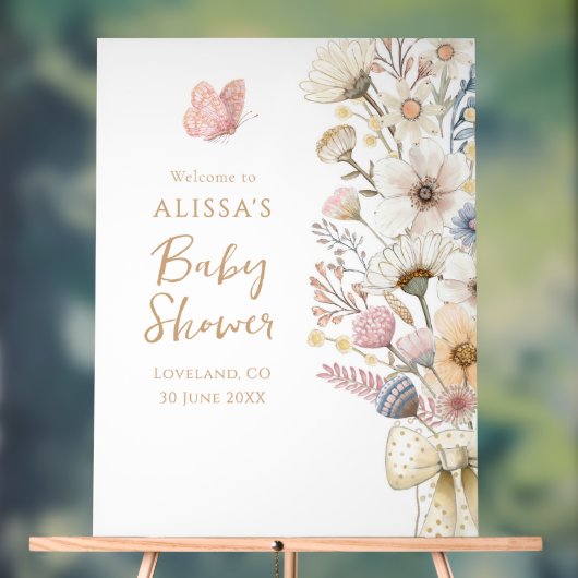 Elegant Floral Baby shower Acryl Teken Acryl Bord (Neutraal)