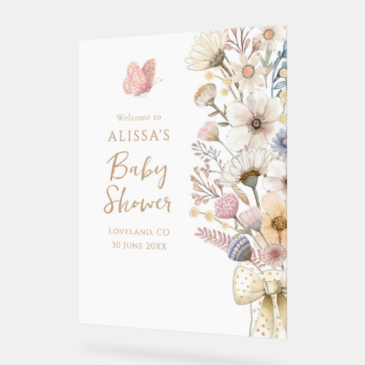 Elegant Floral Baby shower Acryl Teken Acryl Bord (Hoek)