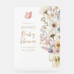 Elegant Floral Baby shower Acryl Teken Bord