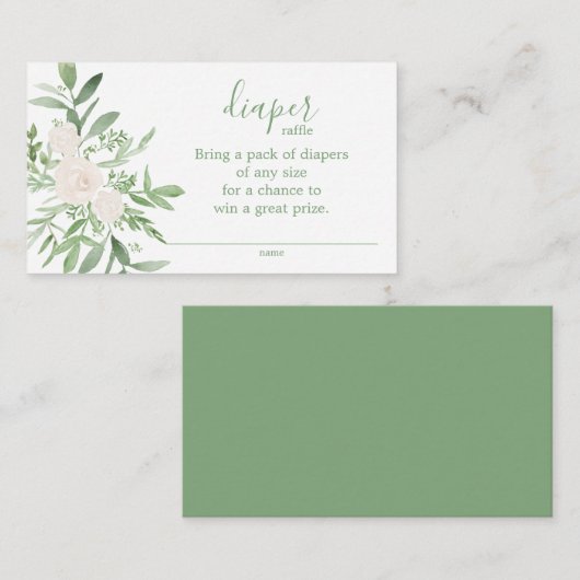 Elegant Floral Baby shower Diaper Raffle Informatiekaartje (Voorkant / Achterkant)