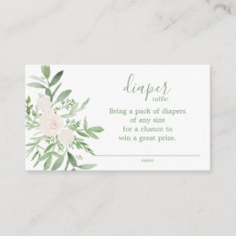 Elegant Floral Baby shower Diaper Raffle Informatiekaartje