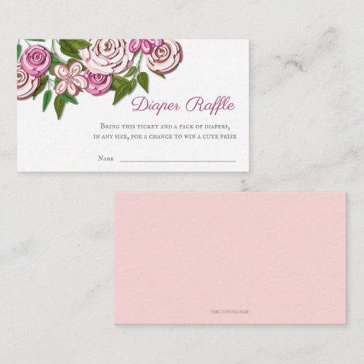 Elegant Floral Baby shower Diaper Raffle Informatiekaartje (Voorkant / Achterkant)