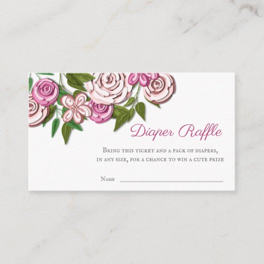 Elegant Floral Baby shower Diaper Raffle Informatiekaartje (Voorkant)