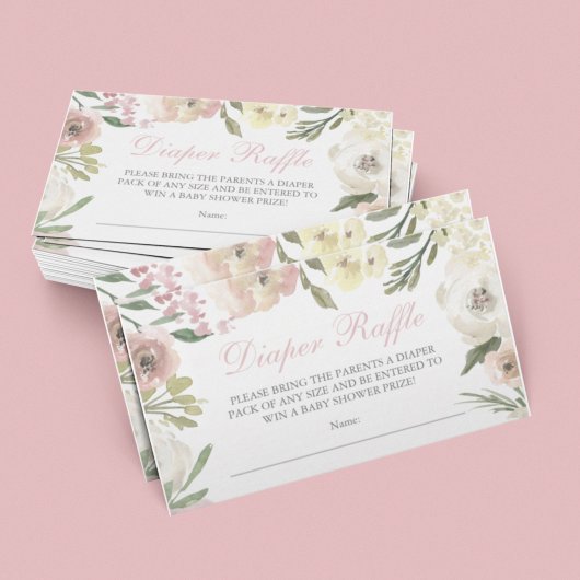 Elegant Floral Baby shower Diaper Raffle Ticket Informatiekaartje