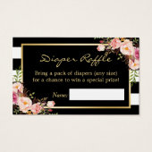 Elegant Floral Baby shower Diaper Raffle Ticket Visitekaartje (Voorkant)