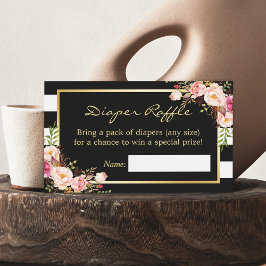 Elegant Floral Baby shower Diaper Raffle Ticket Visitekaartje