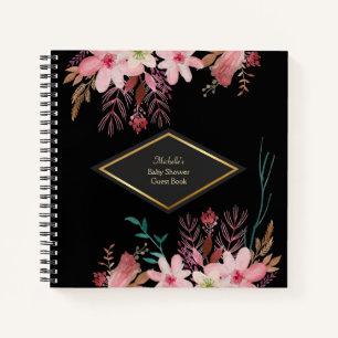 Elegant floral Baby shower Guest-laptop Notitieboek