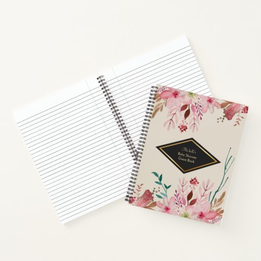 Elegant floral Baby shower Guest-laptop Notitieboek (Binnen)