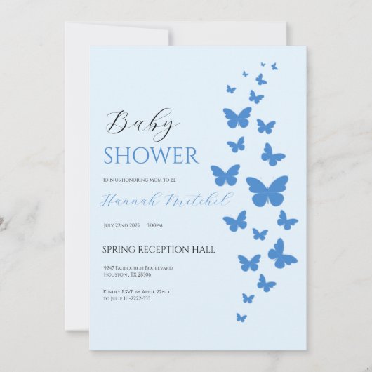 Elegant Floral Baby Shower Invitation Customizable Kaart (Voorkant)