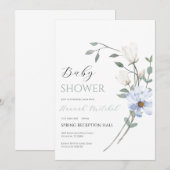 Elegant Floral Baby Shower Invitation Customizable Kaart (Voorkant / Achterkant)