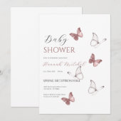 Elegant Floral Baby Shower Invitation Customizable Kaart (Voorkant / Achterkant)