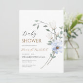 Elegant Floral Baby Shower Invitation Customizable Kaart (Staand voorkant)
