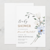 Elegant Floral Baby Shower Invitation Customizable Kaart (Voorkant / Achterkant)