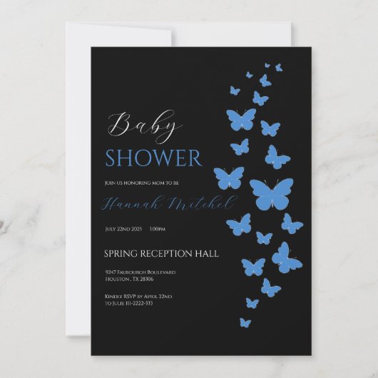 Elegant Floral Baby Shower Invitation Customizable Kaart (Voorkant)