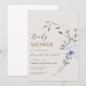 Elegant Floral Baby Shower Invitation Customizable Kaart (Voorkant / Achterkant)