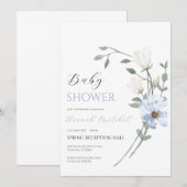 Elegant Floral Baby Shower Invitation Customizable Kaart (Voorkant / Achterkant)