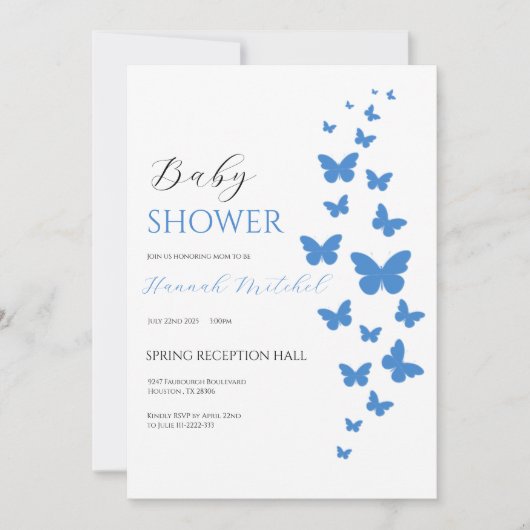 Elegant Floral Baby Shower Invitation Customizable Kaart (Voorkant)
