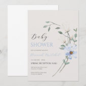 Elegant Floral Baby Shower Invitation Customizable Kaart (Voorkant / Achterkant)