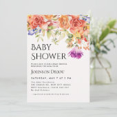 Elegant Floral Baby Shower Invitation Kaart (Staand voorkant)